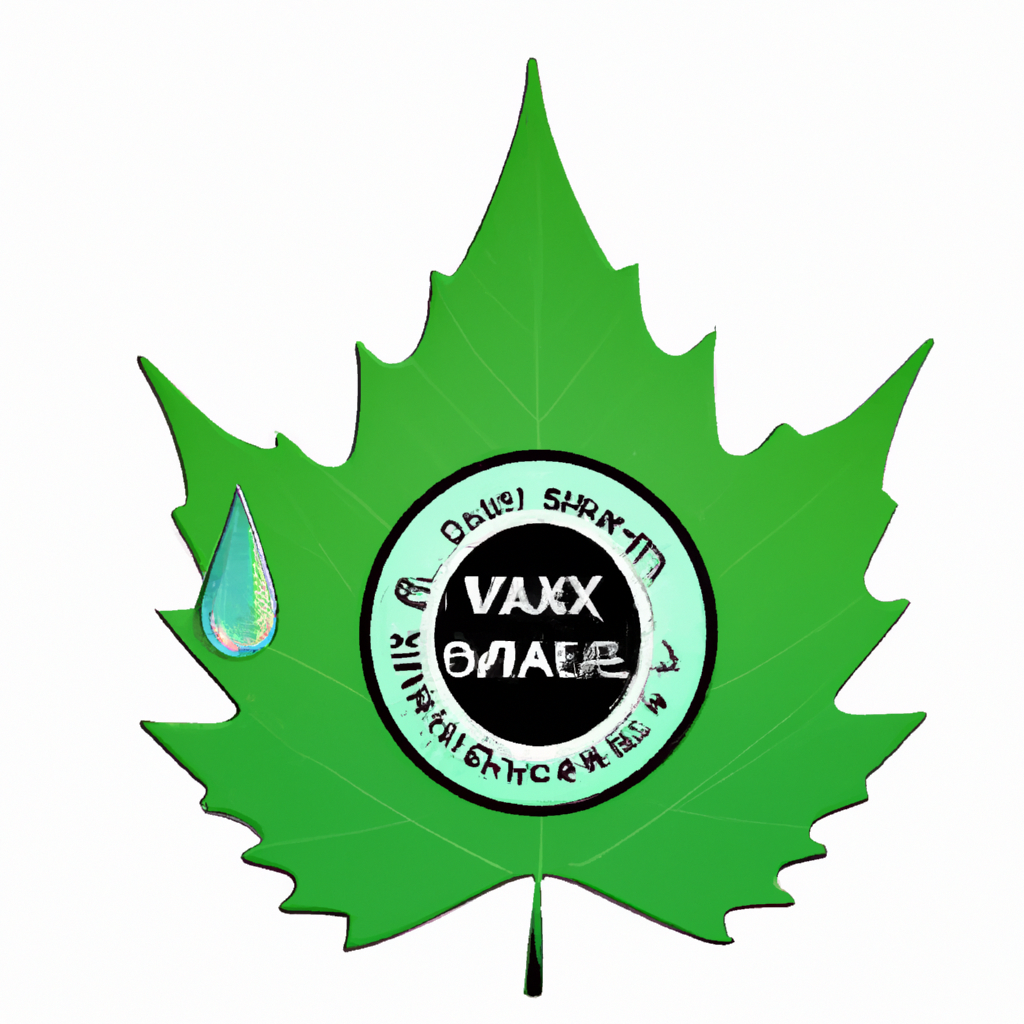 Eco label certification icon with leaf and drop